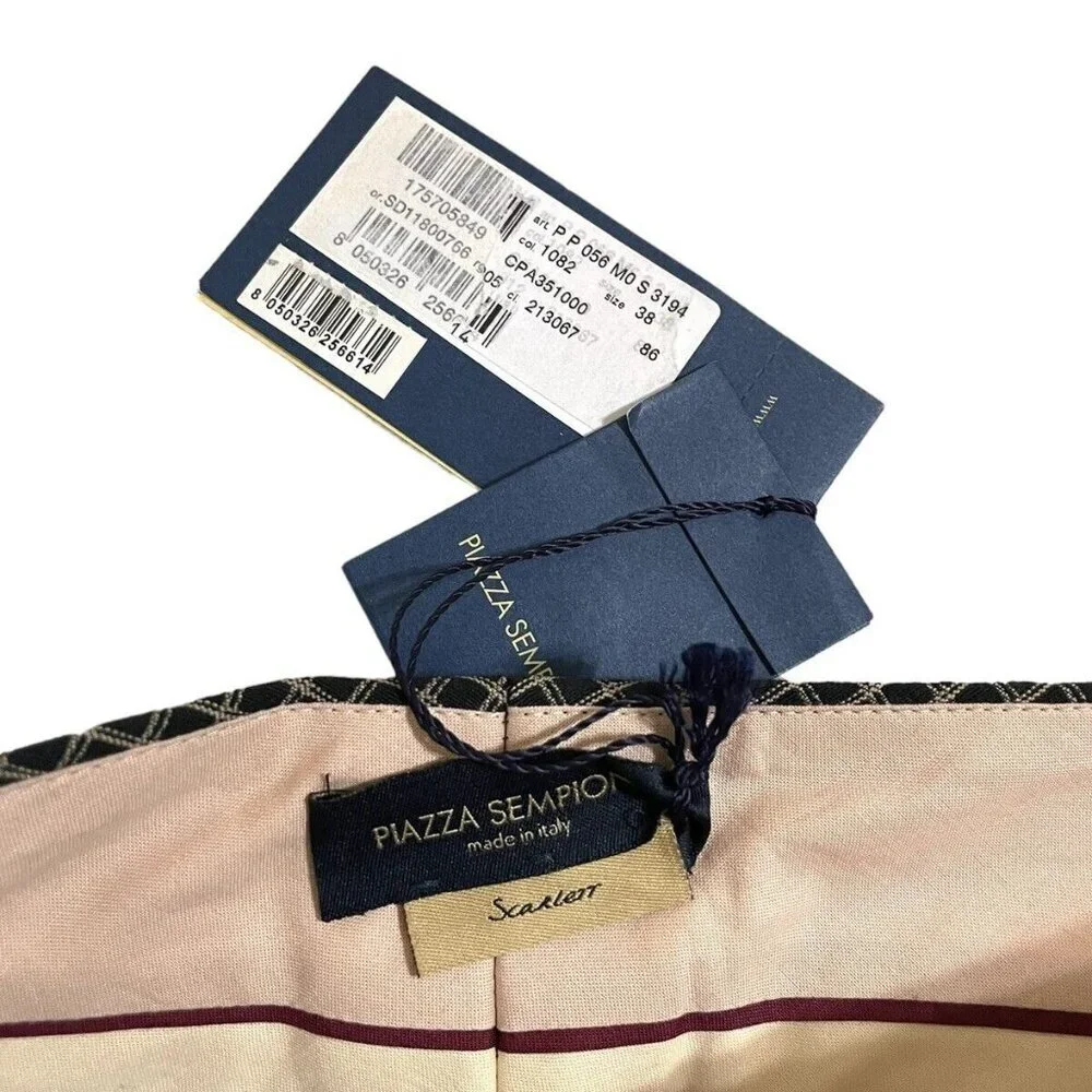 Piazza Sempione Scarlett Straight Leg Ankle Crop Pant Black SZ 38 IT NWT $495 - Picture 4 of 9